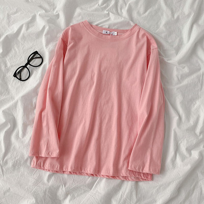 Γυναικεία μπλούζα μονόχρωμη με στρογγυλή λαιμόκοψη και μακριά μανίκια