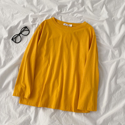 Γυναικεία μπλούζα μονόχρωμη με στρογγυλή λαιμόκοψη και μακριά μανίκια