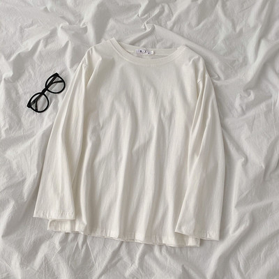 Γυναικεία μπλούζα μονόχρωμη με στρογγυλή λαιμόκοψη και μακριά μανίκια