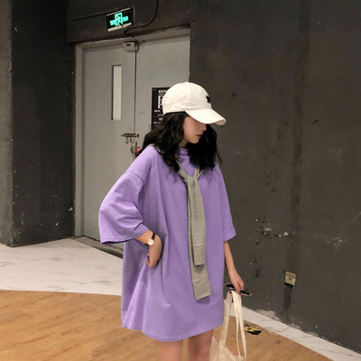 Φαρδύ μοντέλο γυναικεία μπλούζα με στρογγυλή λαιμόκοψη και 7/8 μανίκια