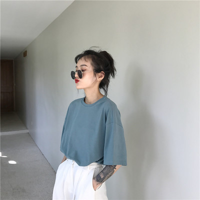 Γυναικεία μπλούζα κλασικό μοντέλο με 3/4 μανίκια και οβάλ ντεκολτέ