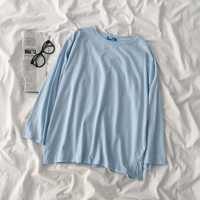 Casual γυναικεία μπλούζα με στρογγυλή λαιμόκοψη και μακριά μανίκια