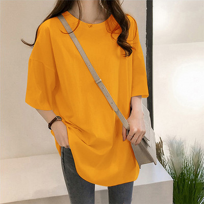 Γυναικείο μονόχρωμο μπλουζάκι - φαρδιά μοντέλο