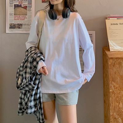 Casual μπλούζα με κοντά και μακριά μανίκια - φαρδύ μοντέλο