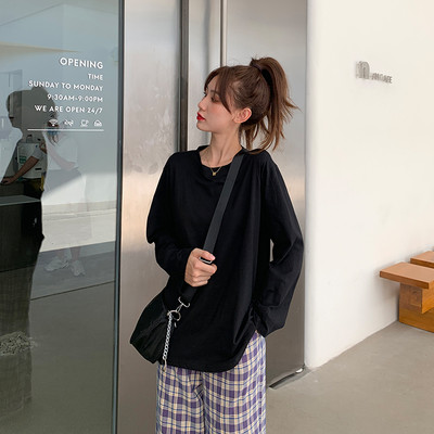 Casual μπλούζα με κοντά και μακριά μανίκια - φαρδύ μοντέλο