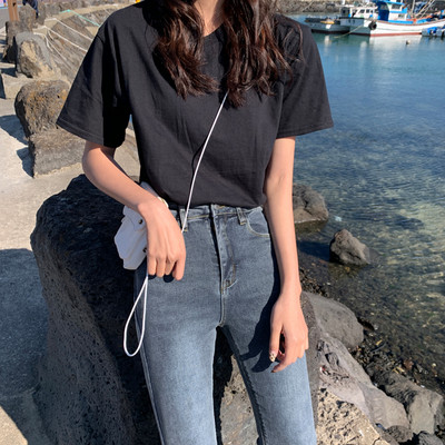 Casual μπλούζα με κοντά και μακριά μανίκια - φαρδύ μοντέλο