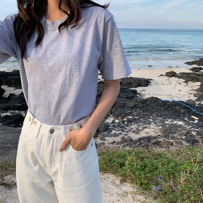 Casual μπλούζα με κοντά και μακριά μανίκια - φαρδύ μοντέλο