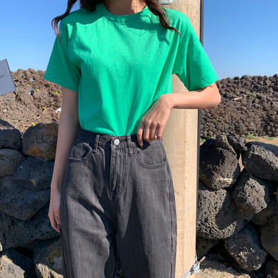 Casual μπλούζα με κοντά και μακριά μανίκια - φαρδύ μοντέλο