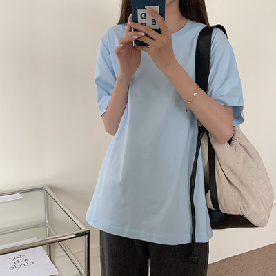 Casual μπλούζα με κοντά και μακριά μανίκια - φαρδύ μοντέλο