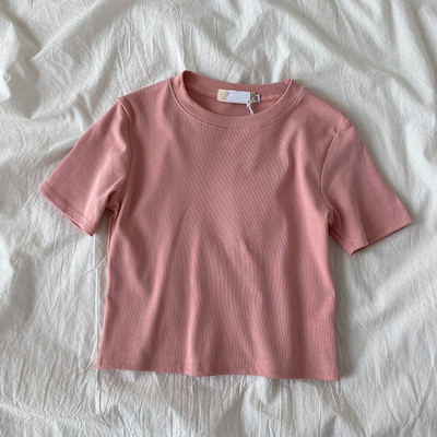 Γυναικείο casual μπλουζάκι με κοντά μανίκια και στρογγυλή λαιμόκοψη