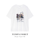 Φαρδύ μοντέλο γυναικείο μπλουζάκι με 3/4 μανίκια και τύπωμα