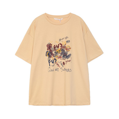 Φαρδύ μοντέλο γυναικείο μπλουζάκι με 3/4 μανίκια και τύπωμα