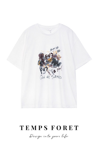 Φαρδύ μοντέλο γυναικείο μπλουζάκι με 3/4 μανίκια και τύπωμα