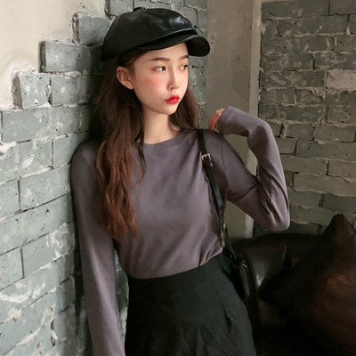 Casual μπλούζα με μακριά μανίκια και οβάλ λαιμόκοψη σε διάφορα χρώματα