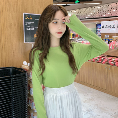 Casual μπλούζα με μακριά μανίκια και οβάλ λαιμόκοψη σε διάφορα χρώματα