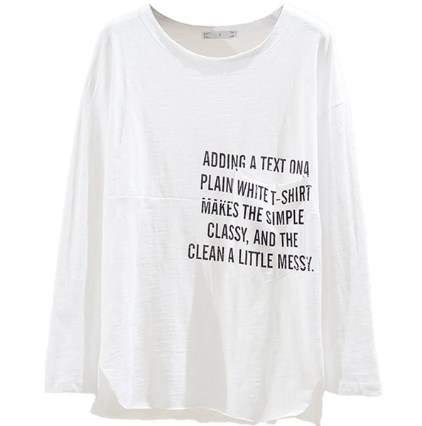 Ženska ležerna bluza s natpisom i okruglim izrezom