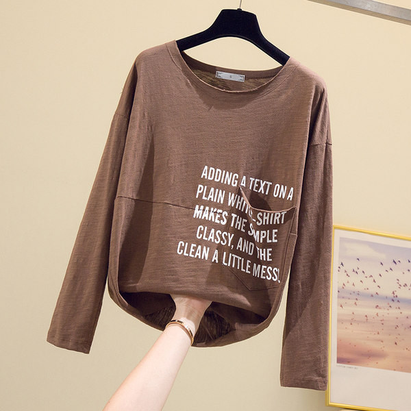 Ženska ležerna bluza s natpisom i okruglim izrezom