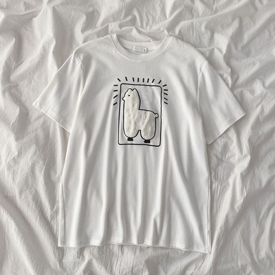 Γυναικεία μπλούζα με κοντά μανίκια και απλικέ