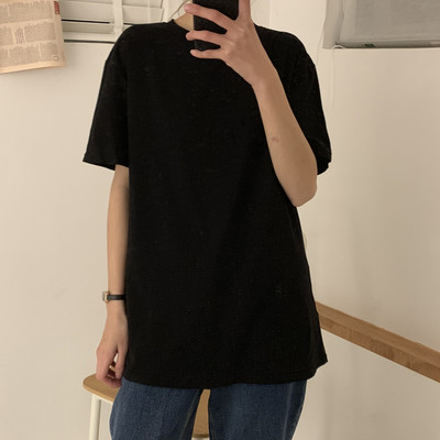 Χαλαρή βαμβακερή μπλούζα με 3/4 μανίκια απλό μοντέλο