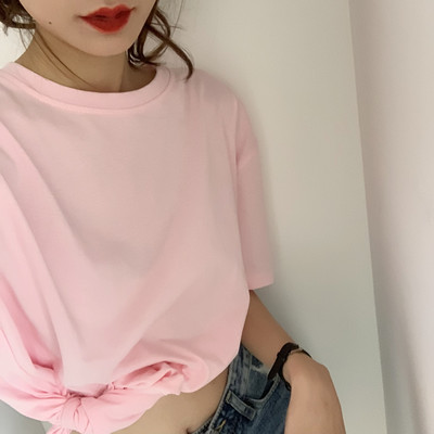 Χαλαρή βαμβακερή μπλούζα με 3/4 μανίκια απλό μοντέλο