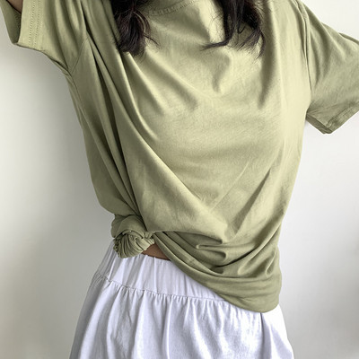 Χαλαρή βαμβακερή μπλούζα με 3/4 μανίκια απλό μοντέλο