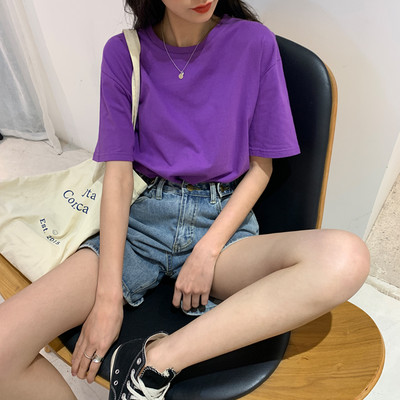 Χαλαρή βαμβακερή μπλούζα με 3/4 μανίκια απλό μοντέλο