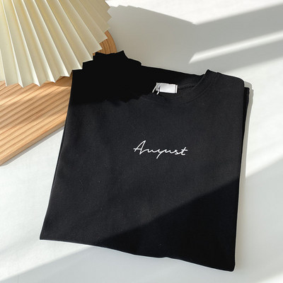 Γυναικείο μπλουζάκι με επιγραφή και στρογγυλή λαιμόκοψη