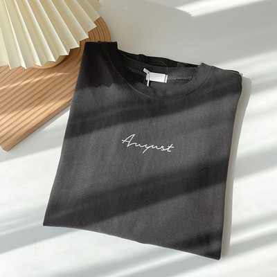 Γυναικείο μπλουζάκι με επιγραφή και στρογγυλή λαιμόκοψη