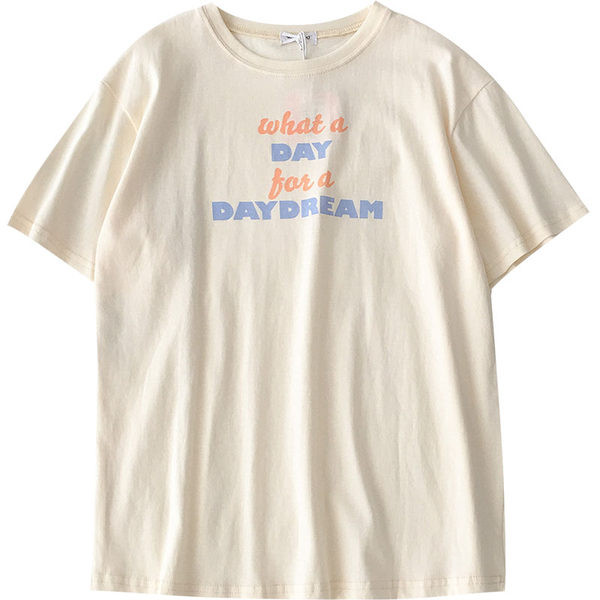 Γυναικείο μπλουζάκι με απλικέ και στρογγυλό ντεκολτέ