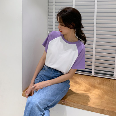 Casual βαμβακερό μπλουζάκι με κοντά μανίκια για γυναίκες