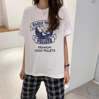 Pamučna široka majica s printom u boji