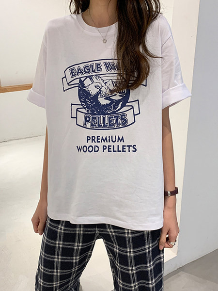 Pamučna široka majica s printom u boji