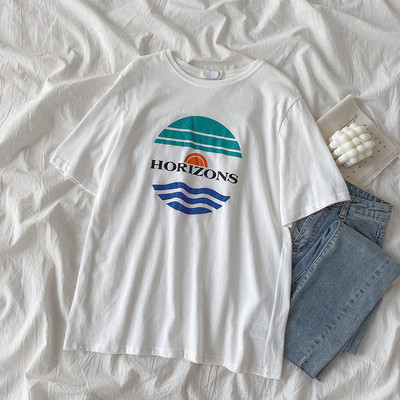 Ženska ležerna majica s aplikacijom i okruglim izrezom