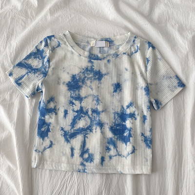 Šarena ženska majica kratkih rukava s okruglim izrezom