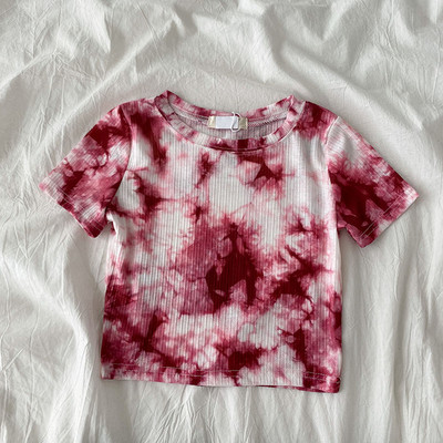 Šarena ženska majica kratkih rukava s okruglim izrezom