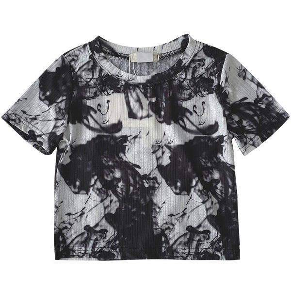 Šarena ženska majica kratkih rukava s okruglim izrezom