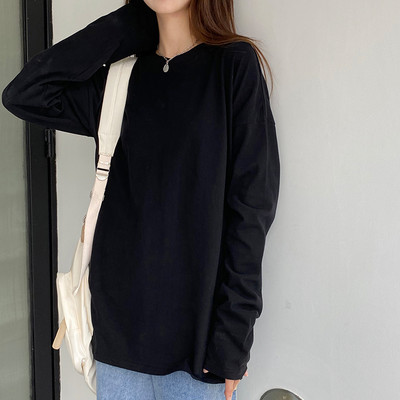 Βαμβακερή μπλούζα με μακριά μανίκια