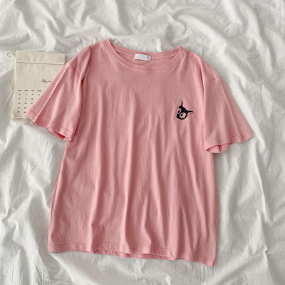 Ženska proljetna majica s aplikacijom i kratkim rukavima