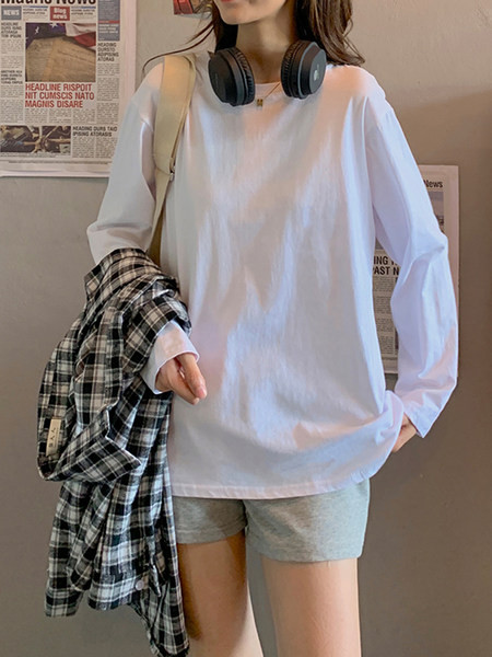 Široka pamučna bluza s dugim rukavima