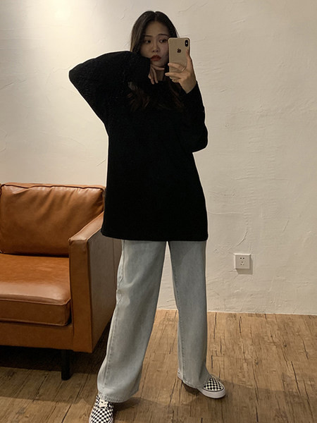 Široka pamučna bluza s dugim rukavima