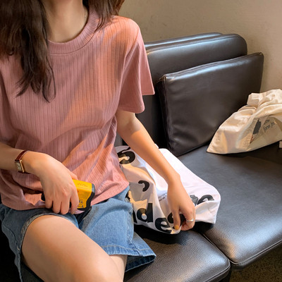 Γυναικείο casual μπλουζάκι με 3/4 μανίκια και κολάρο σε σχήμα Ο