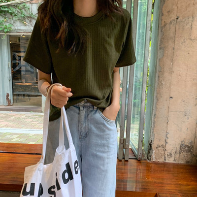 Γυναικείο casual μπλουζάκι με 3/4 μανίκια και κολάρο σε σχήμα Ο