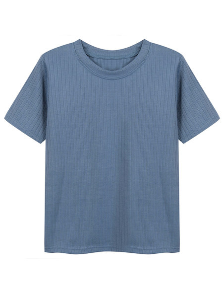 Γυναικείο casual μπλουζάκι με 3/4 μανίκια και κολάρο σε σχήμα Ο