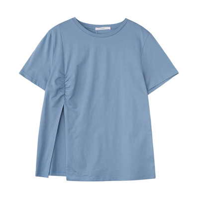 Ležerna ženska majica s 3/4 rukavima i ovalnim izrezom - slobodan model