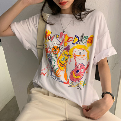 Γυναικεία καλοκαιρινή μπλούζα με χρώμα απλικέ και 3/4 μανίκια