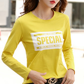 Sieviešu moderna blūze ar uzrakstu un garām piedurknēm