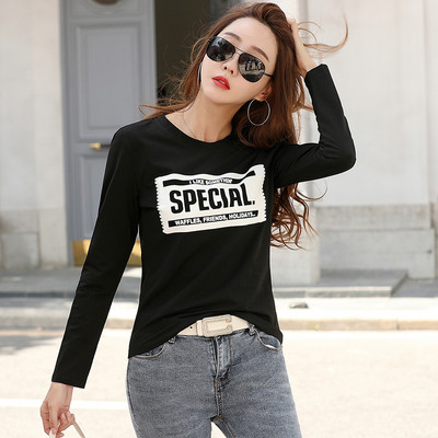 Sieviešu moderna blūze ar uzrakstu un garām piedurknēm