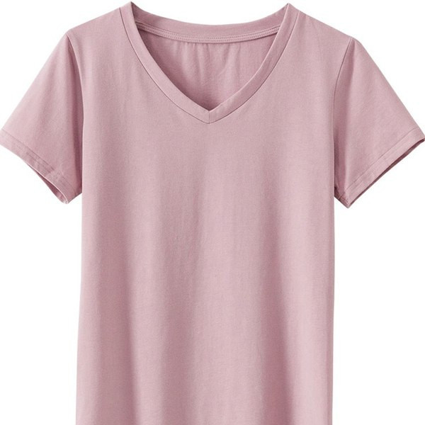 Jednobojna ženska majica kratkih rukava sa špic izrezom i kratkim rukavima