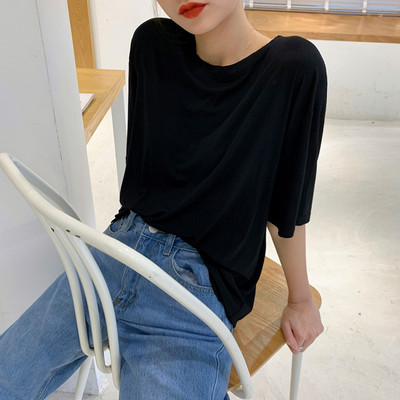 Βαμβακερό μπλουζάκι με 3/4 μανίκια για γυναίκες δύο μοντέλα