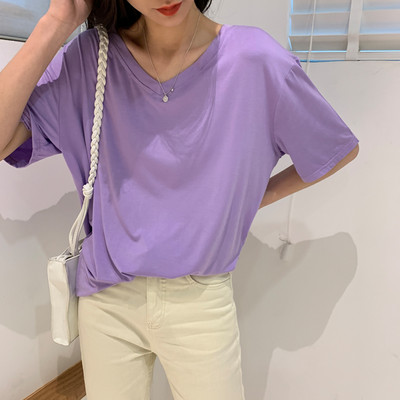 Βαμβακερό μπλουζάκι με 3/4 μανίκια για γυναίκες δύο μοντέλα